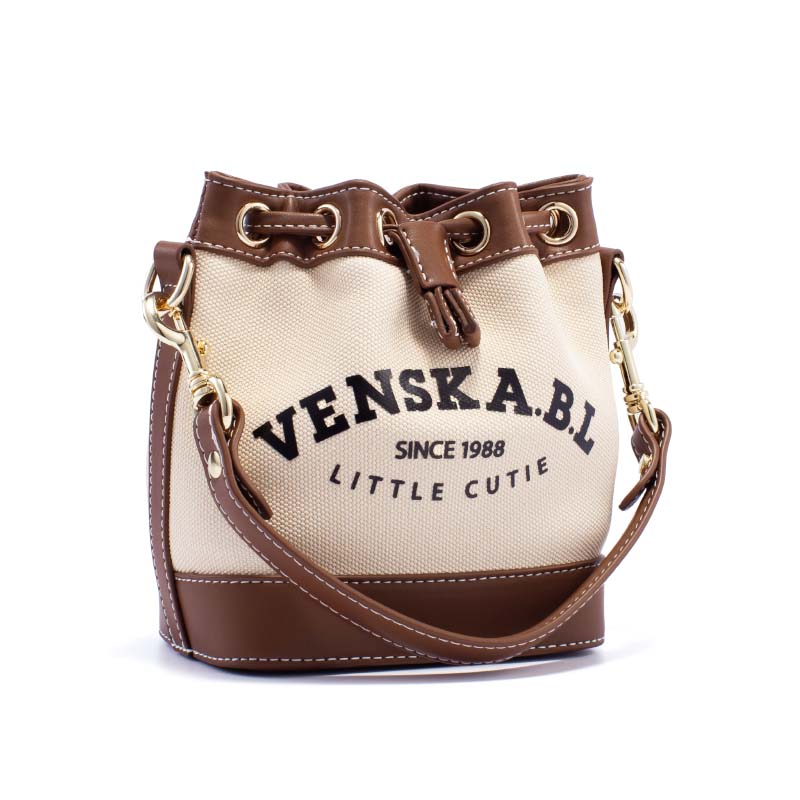 Venska.B.L/温斯凯水桶包女真皮单肩包白色斜挎百搭 