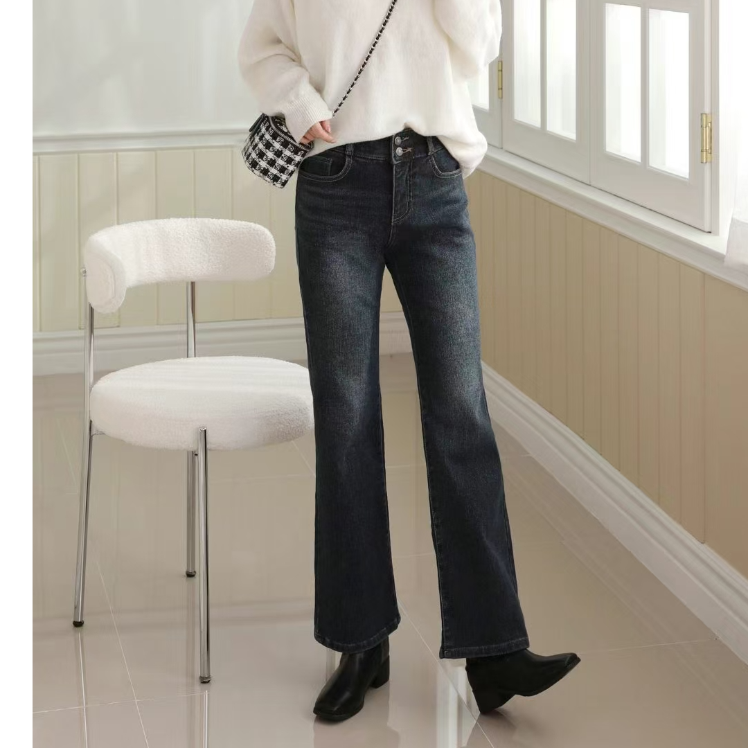 韩国东大门冬款高腰显瘦时尚微啦长裤