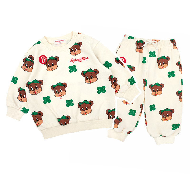 贝贝BE童装圆领卫衣卫裤春秋款毛圈水印印花