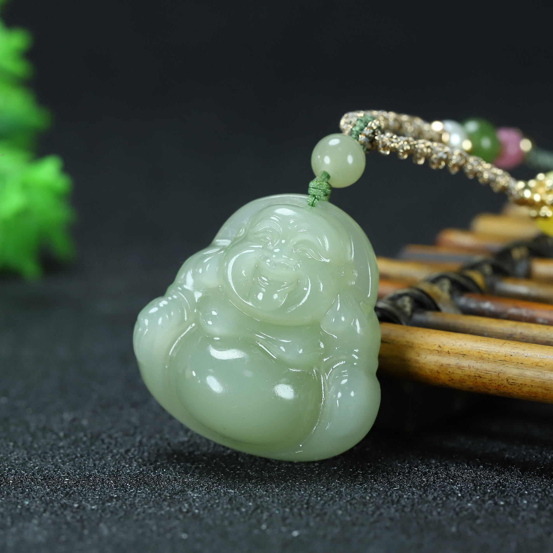 天然和田玉佛公吊坠大肚弥勒佛项链送老婆妈妈礼物（多样性发货1