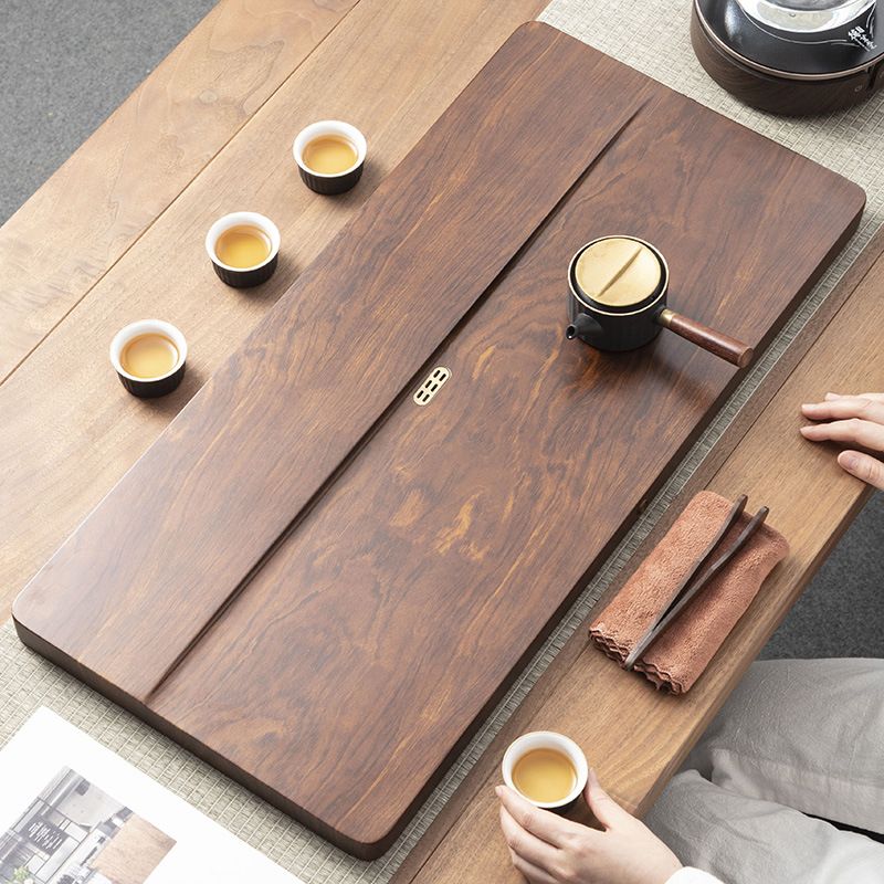 整块实木茶盘家用方便茶具办公室简易茶台中式大茶海蓄排水电木款