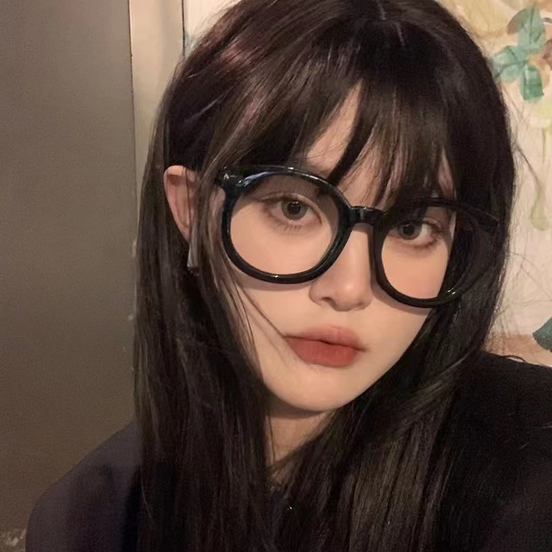 黑色粗框素颜韩版女学生平光近视眼镜小红书同款大框显瘦ins眼镜