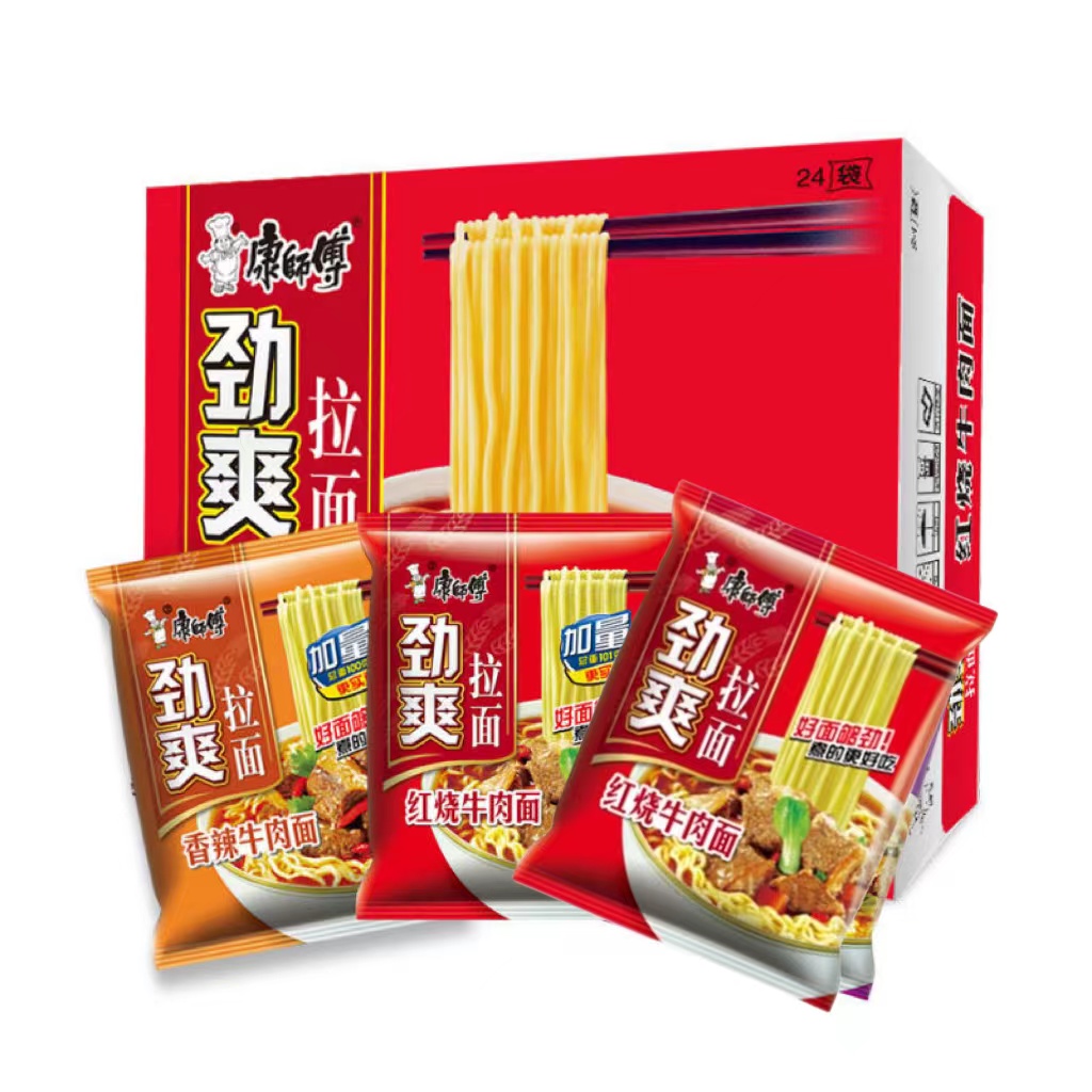 康师傅康师傅劲爽拉面红烧牛肉面香辣牛肉面实惠装整箱24袋