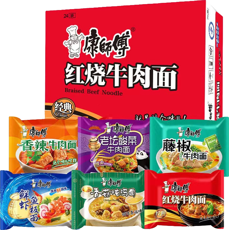康师傅经典系列好汤系列红烧香辣老坛牛肉袋5连包或者单袋随机