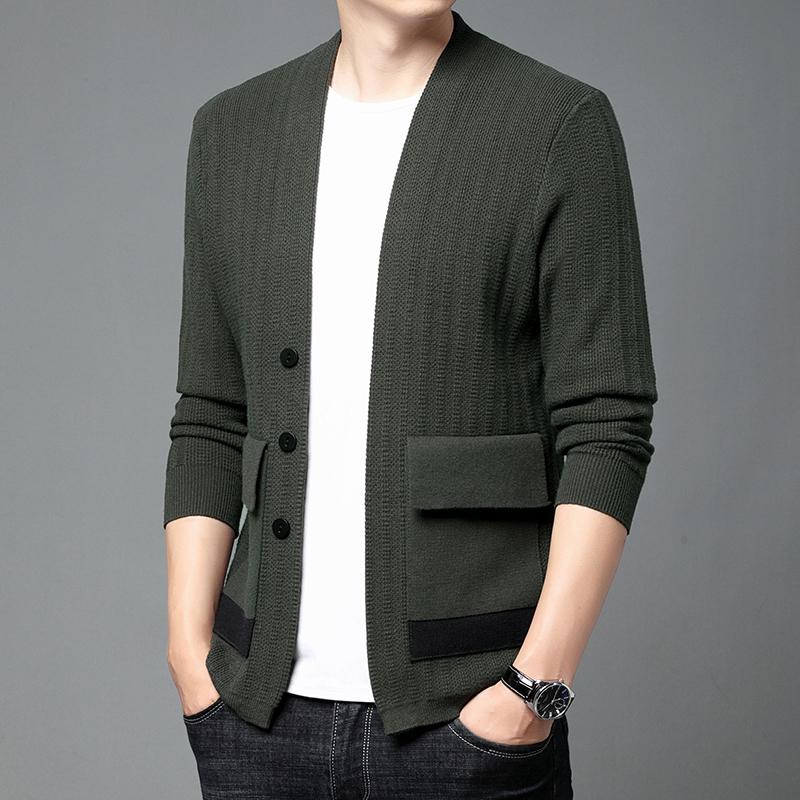 2025男士春秋季新款针织开衫中青年休闲百搭修身薄款外套23806