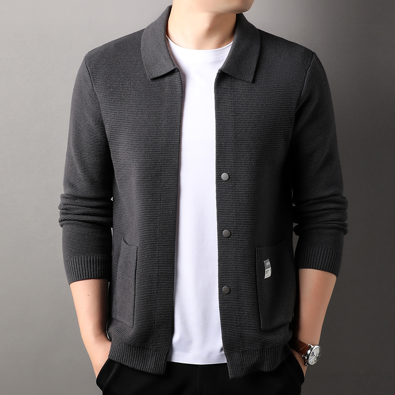新款秋冬休闲针织商务修身开衫男士外穿帅气百搭长袖A32433