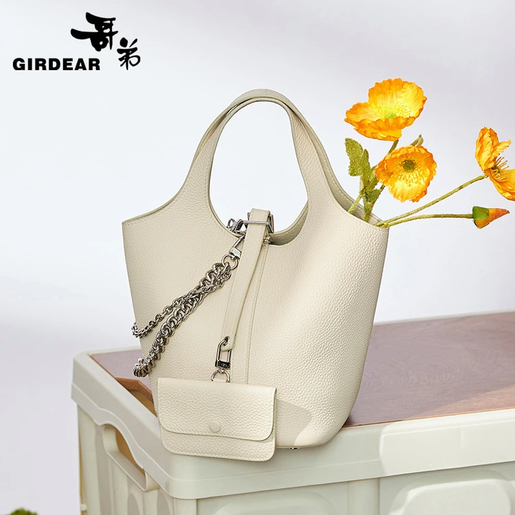 女包百搭春季时尚牛皮简约水桶包单肩包斜挎包手提包AB10182