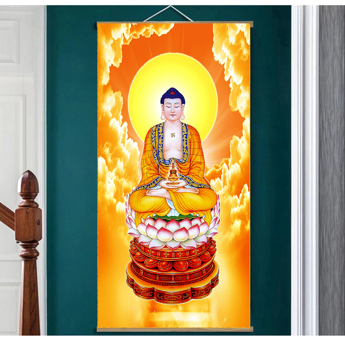 燃灯佛画像 燃灯古佛定光如来过去佛菩萨佛像画 佛堂满屏卷轴挂画