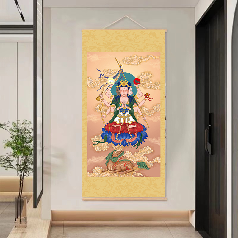 斗姥元君神像卷轴画玄关道场供奉农村堂屋装饰卷轴挂画