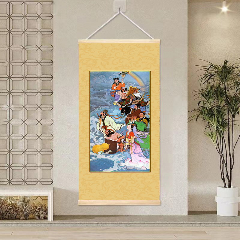 新款八仙过海高清庄严堂单玄卷轴