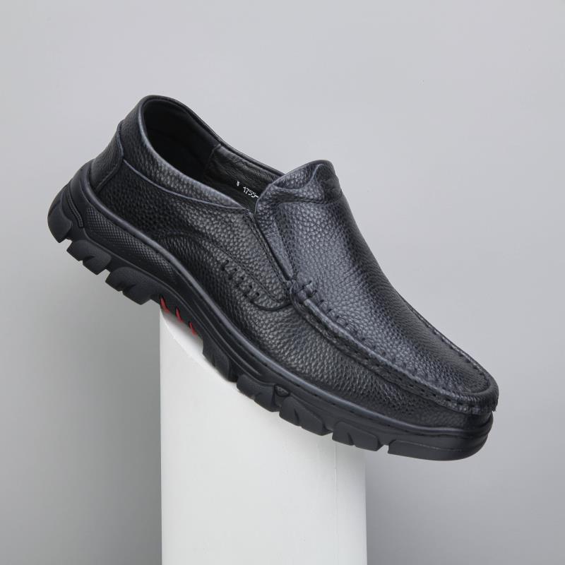 1755新款舒适休闲软底透气中老年防滑商务头层牛皮男士休闲鞋