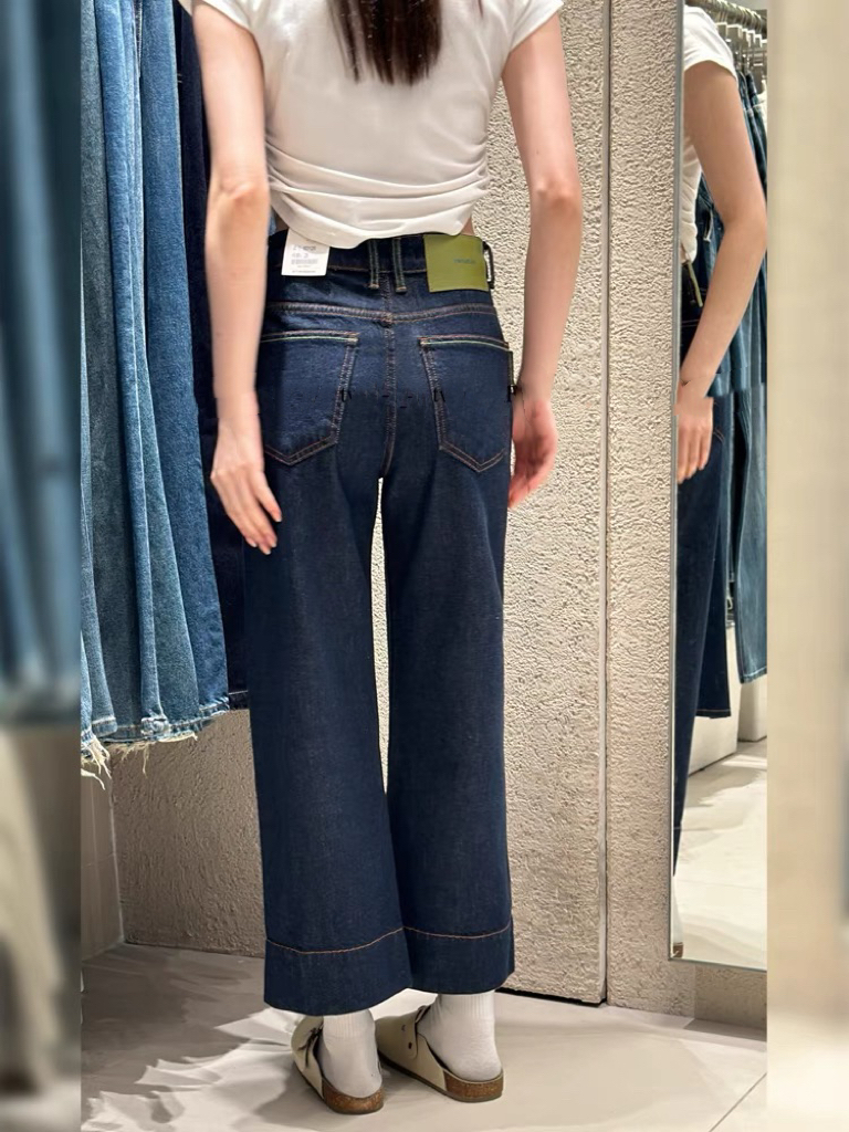 1.秋冬上新！气质拼色九分直筒裤。阔版不挑腿型～气质大牌感