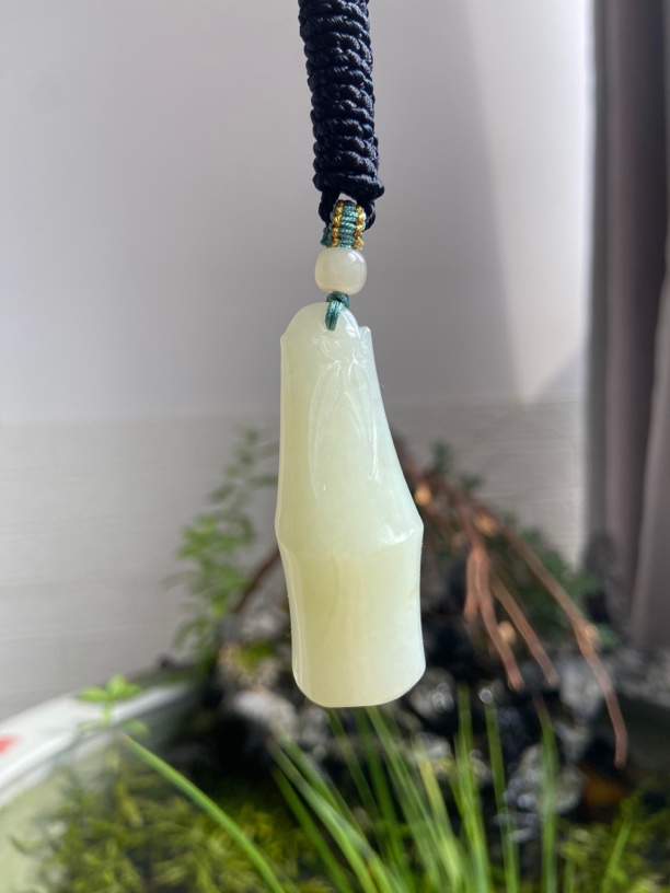 和田玉纯色素色素净竹节吊坠竹子挂件气质百搭挂坠节节高升