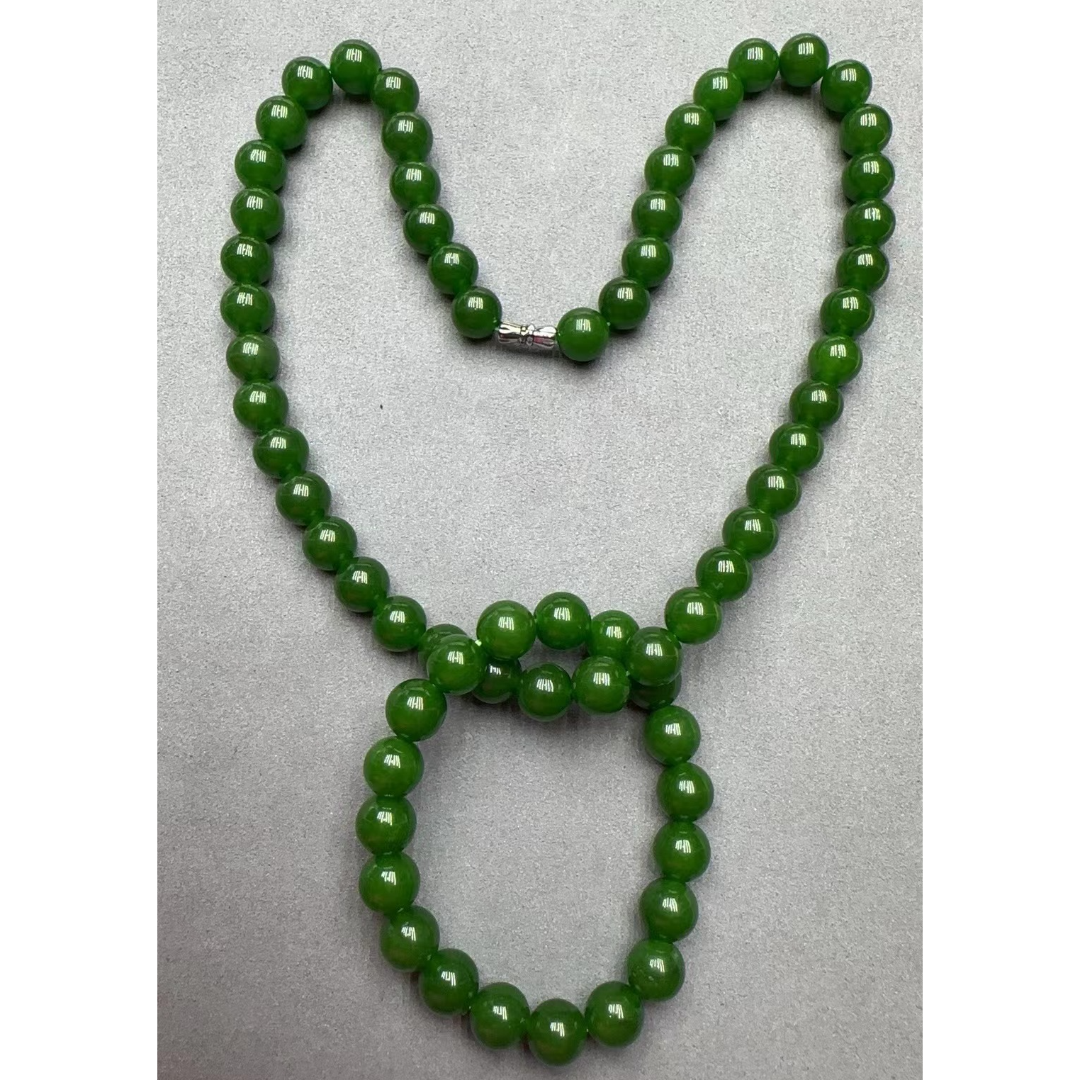 158号湖水绿和田玉项链手串10mm