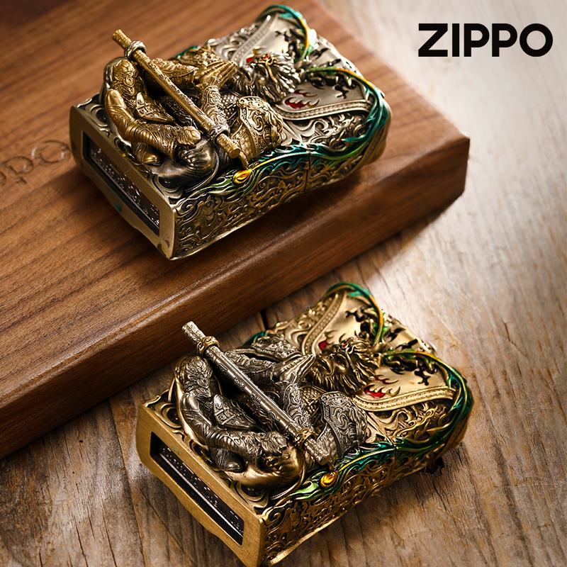 ZIPPO正品打火机套壳夜光斗战胜佛铜色银色男士个性防风收藏送礼