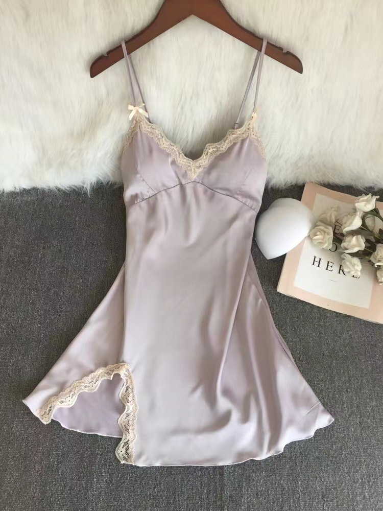 新款时尚纯欲风睡衣网红性感露背蕾丝家居服春夏薄款大码女士睡裙