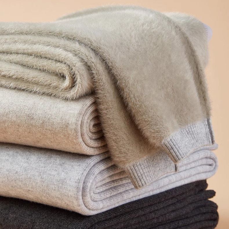 加绒加厚羊毛裤秋冬季男女士大码高腰中老年打底裤一体针织线裤