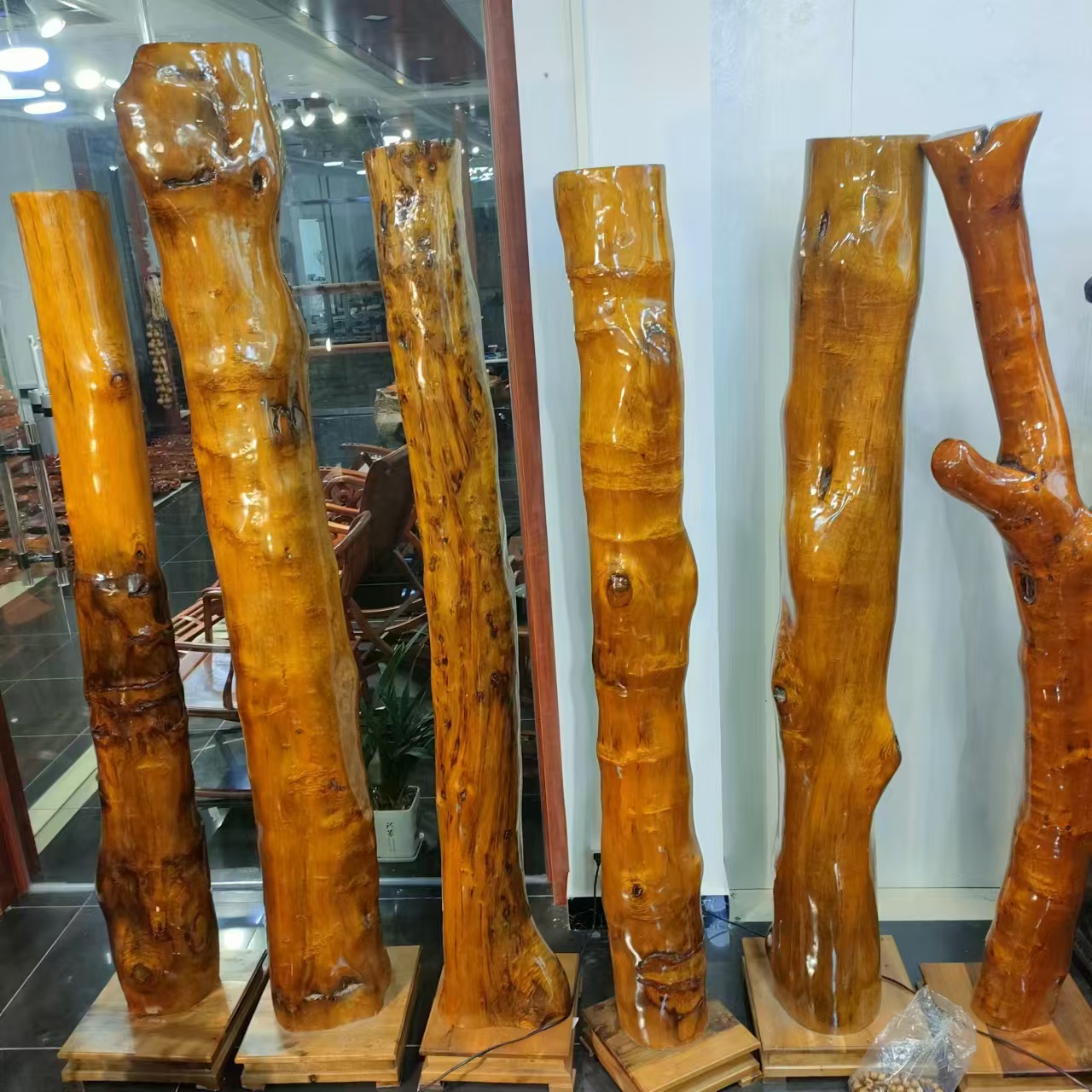 金丝楠水波纹树根摆件