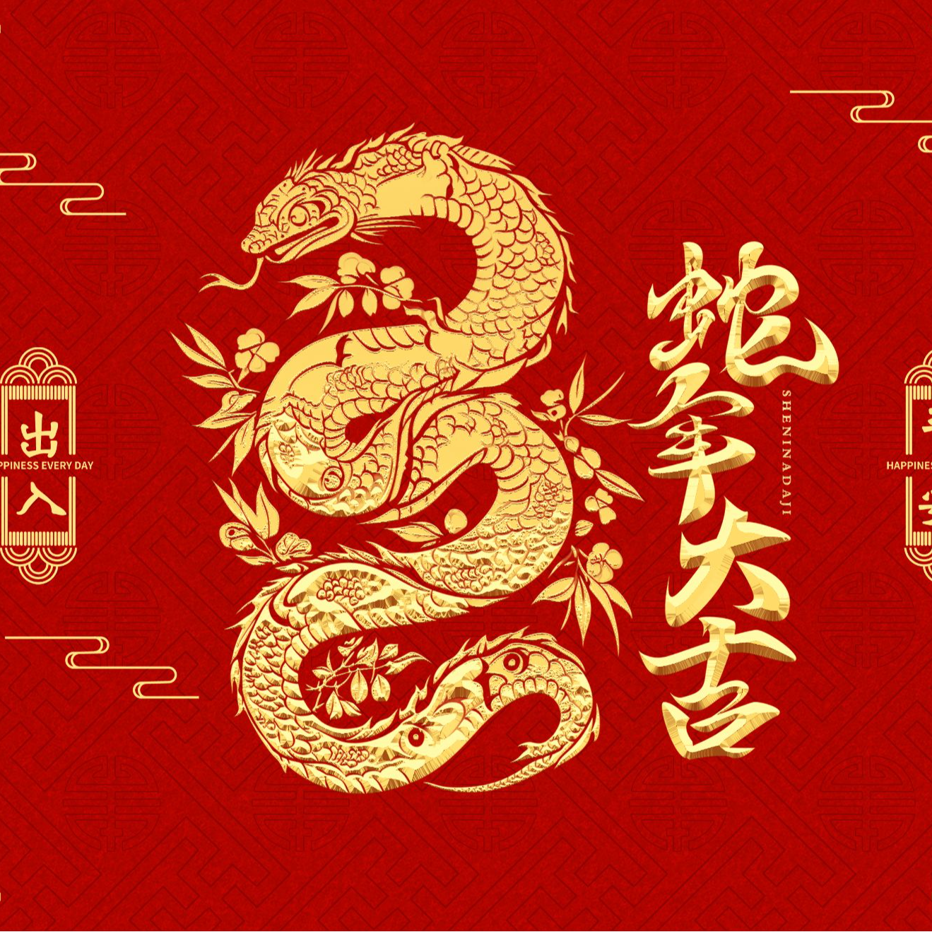 蛇年喜庆红色地垫入户门垫防滑卡通脚垫玄关大门口进户垫