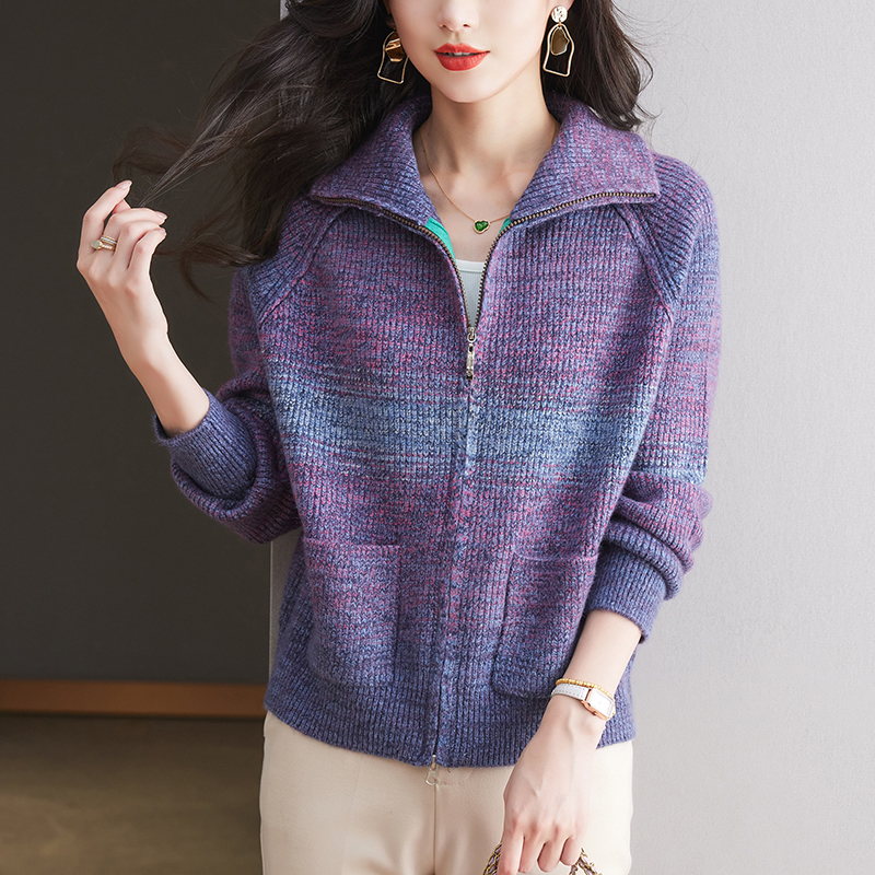 花色毛衣开衫2025新款大码女装春装胖mm显瘦上衣洋气时尚针织外套