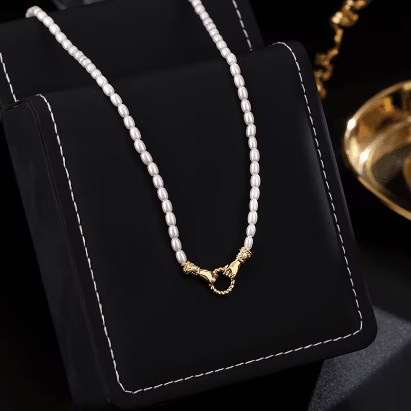 铜合金项链 《货号7614》玫瑰同款手拉手项链（链长：38+6cm）