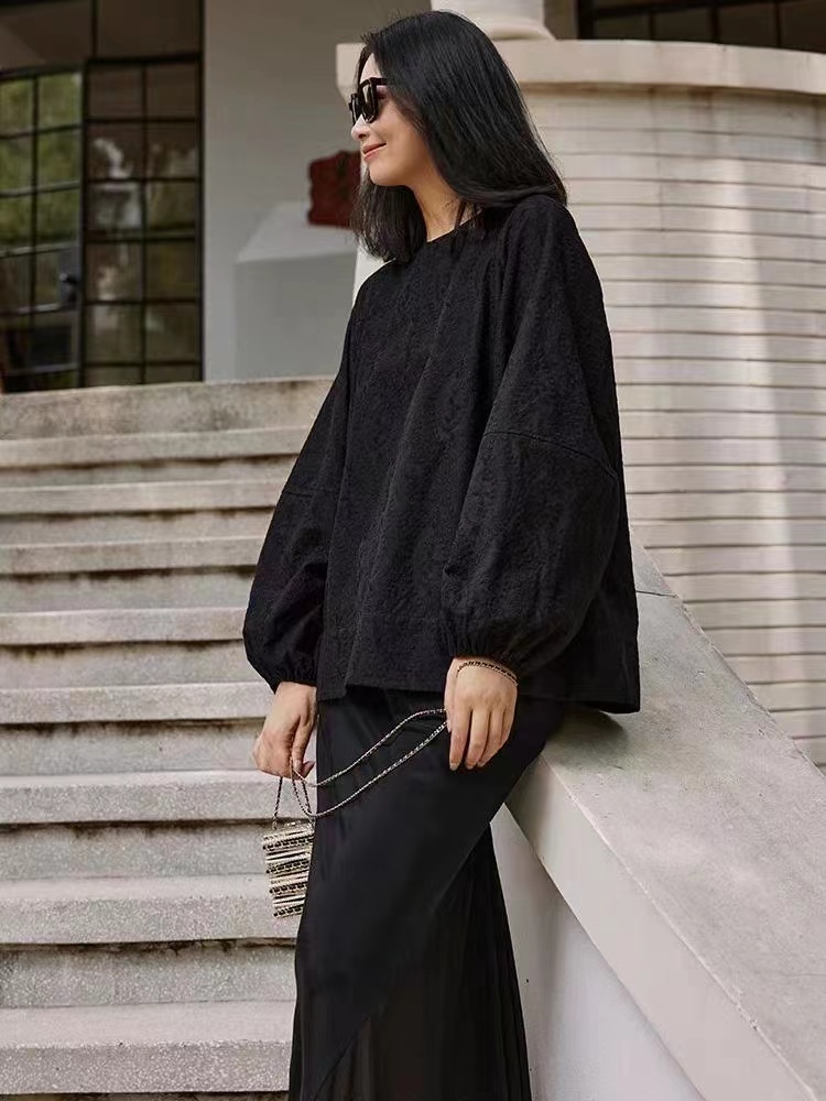 【法式街头】进口万针刺绣水溶花阔形棉宽松版上衣微瑕