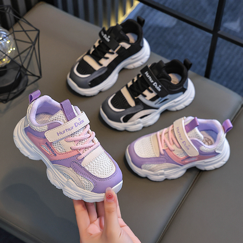 小黄鸭童鞋2025新款春秋季儿童鞋网面老爹鞋男童鞋子女童运动鞋潮