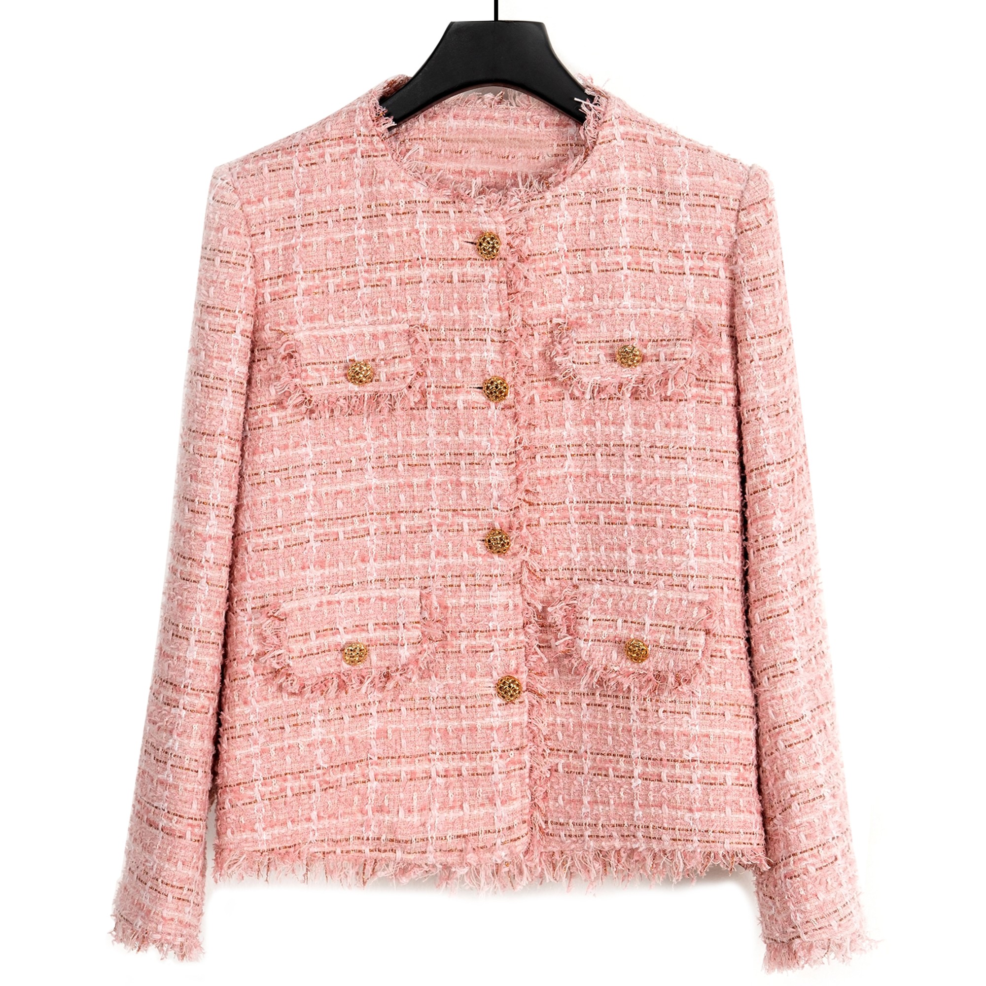 【草莓甜心】2024初春洋气粗花呢名媛法式小香风外套08