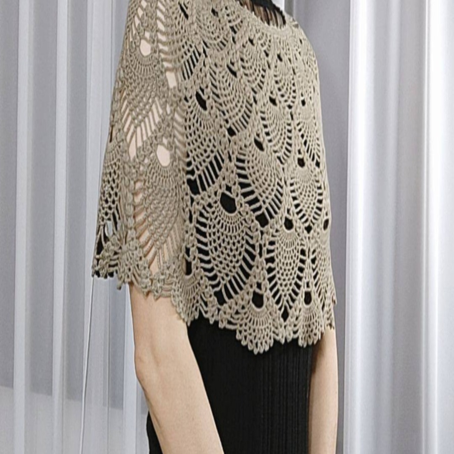 白云甜心菠萝花斗篷披肩教程