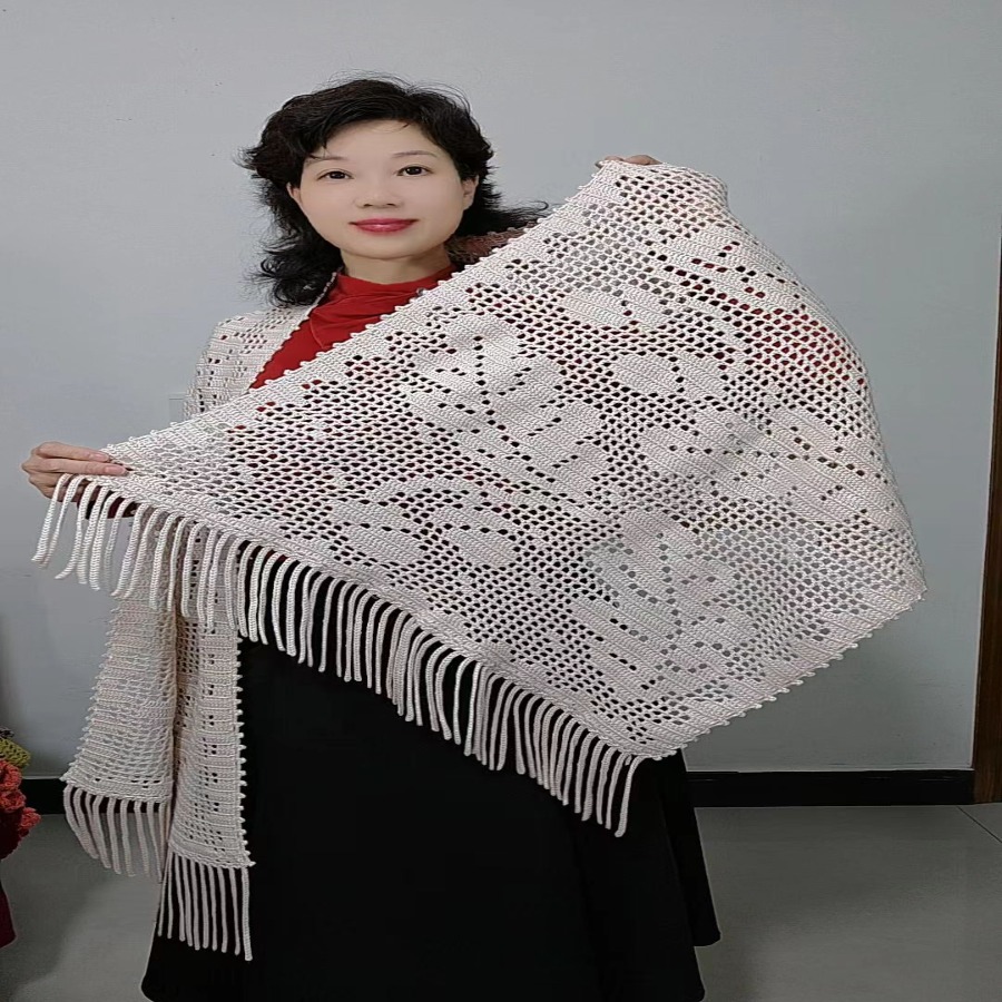 白云落叶飞花披肩教程