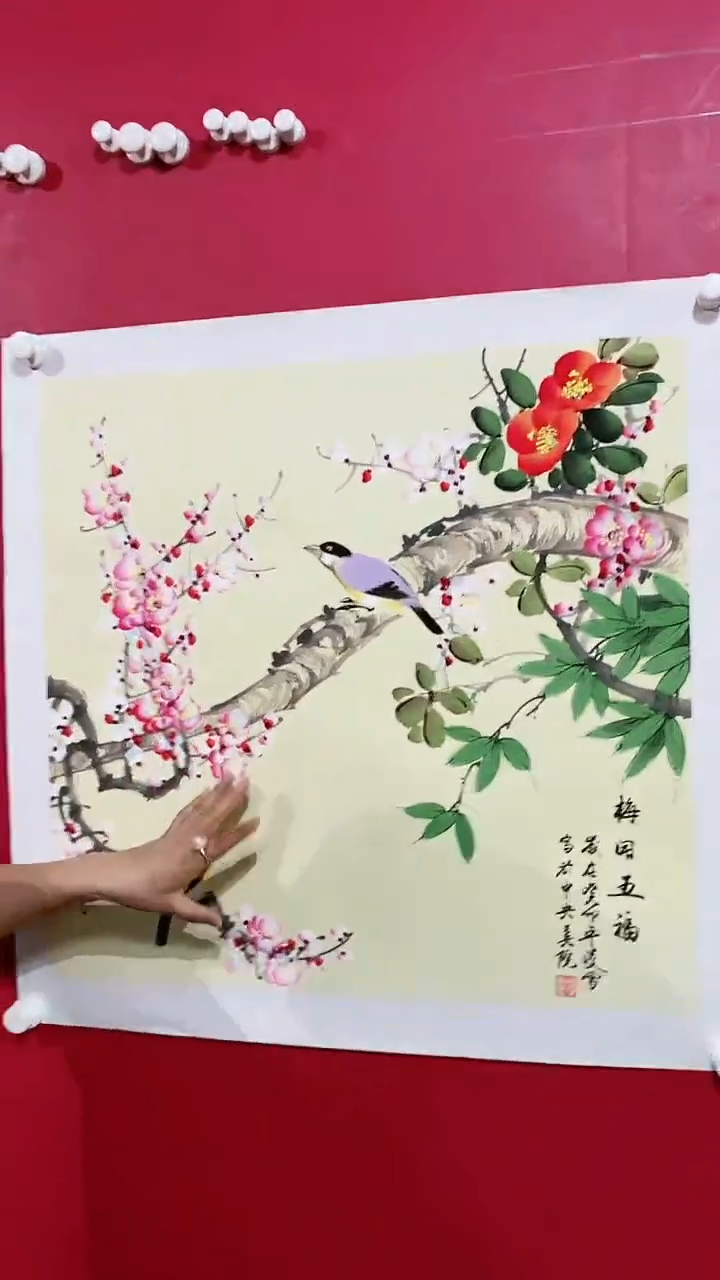 【闪购商品】绘画凌雪斗方桃花68*68随机收