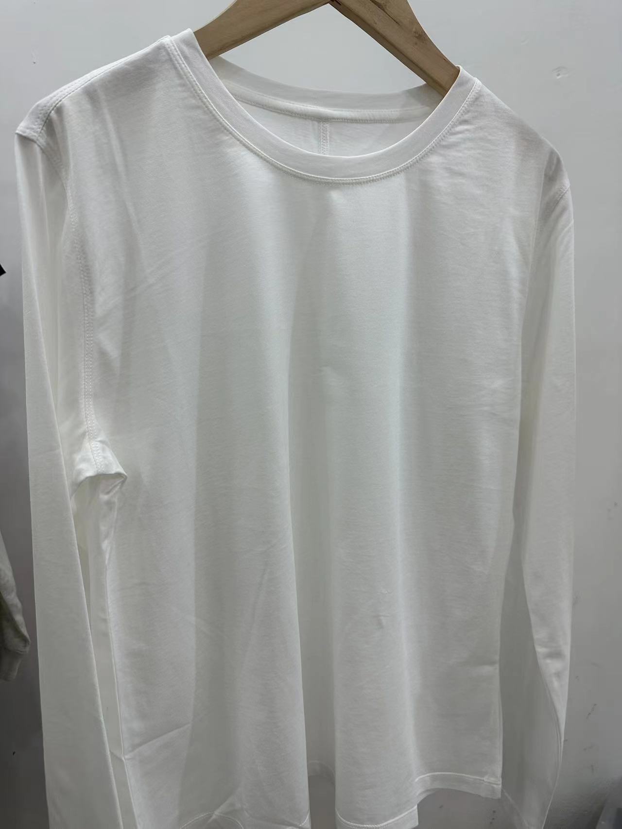 韩版后中逢百搭显瘦丝滑茧精棉纯棉长袖T恤   