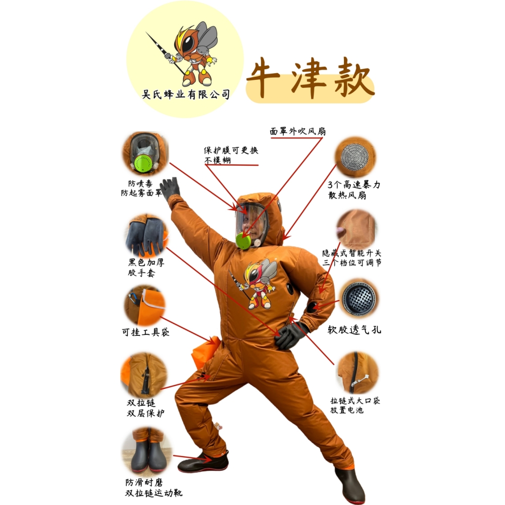 防蜂服防马蜂牛津款保护加厚胡蜂养殖防喷毒防蜂衣养蜂工具防刺穿