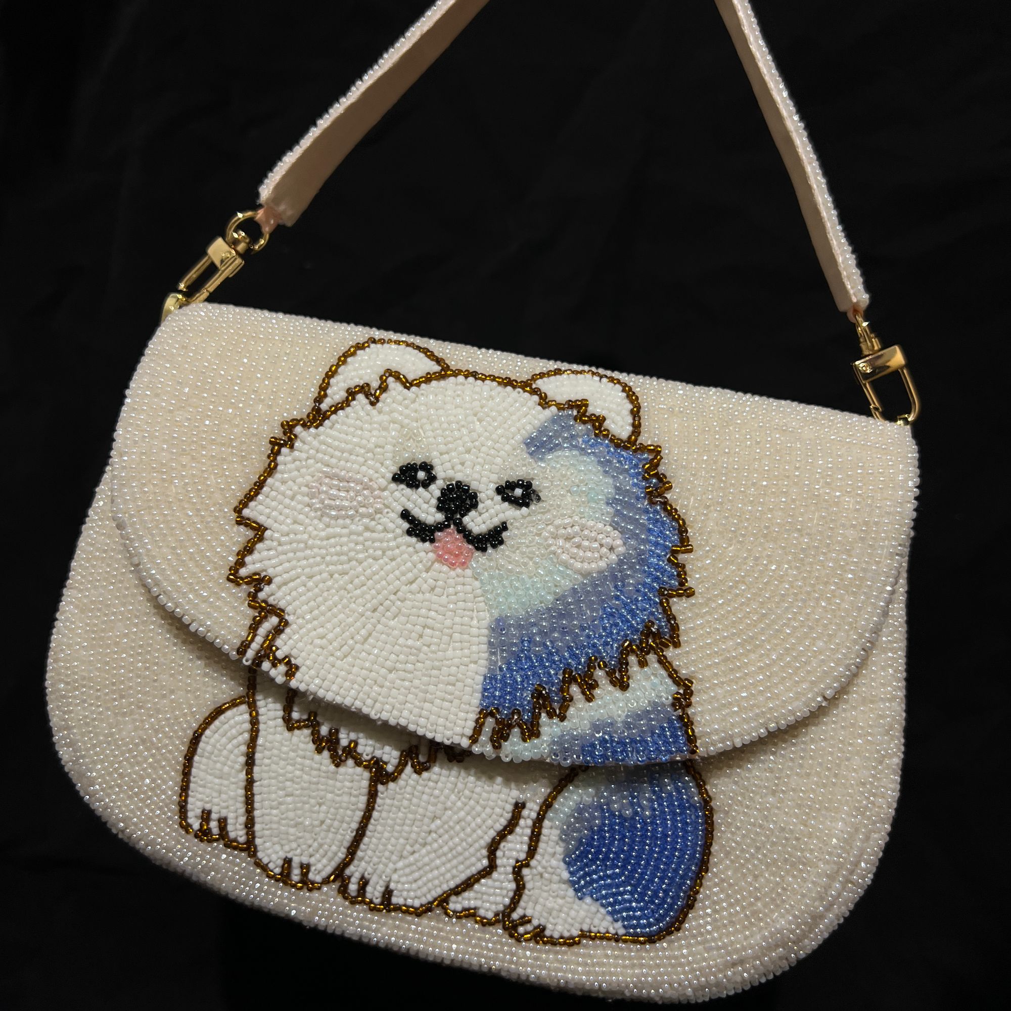 精美串珠手提包时尚重工工艺百搭斜挎包女士包包