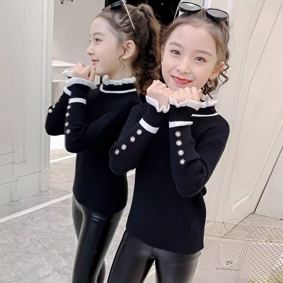 巴啦啦吧荐女童打底衫毛衣春秋新款洋气韩版女孩秋冬加绒加厚上衣