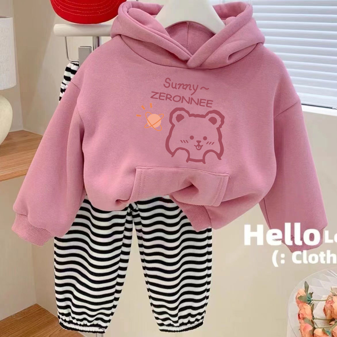 巴啦啦吧荐女童秋冬套装2023装新款童装外套运动洋气小女孩儿童卫