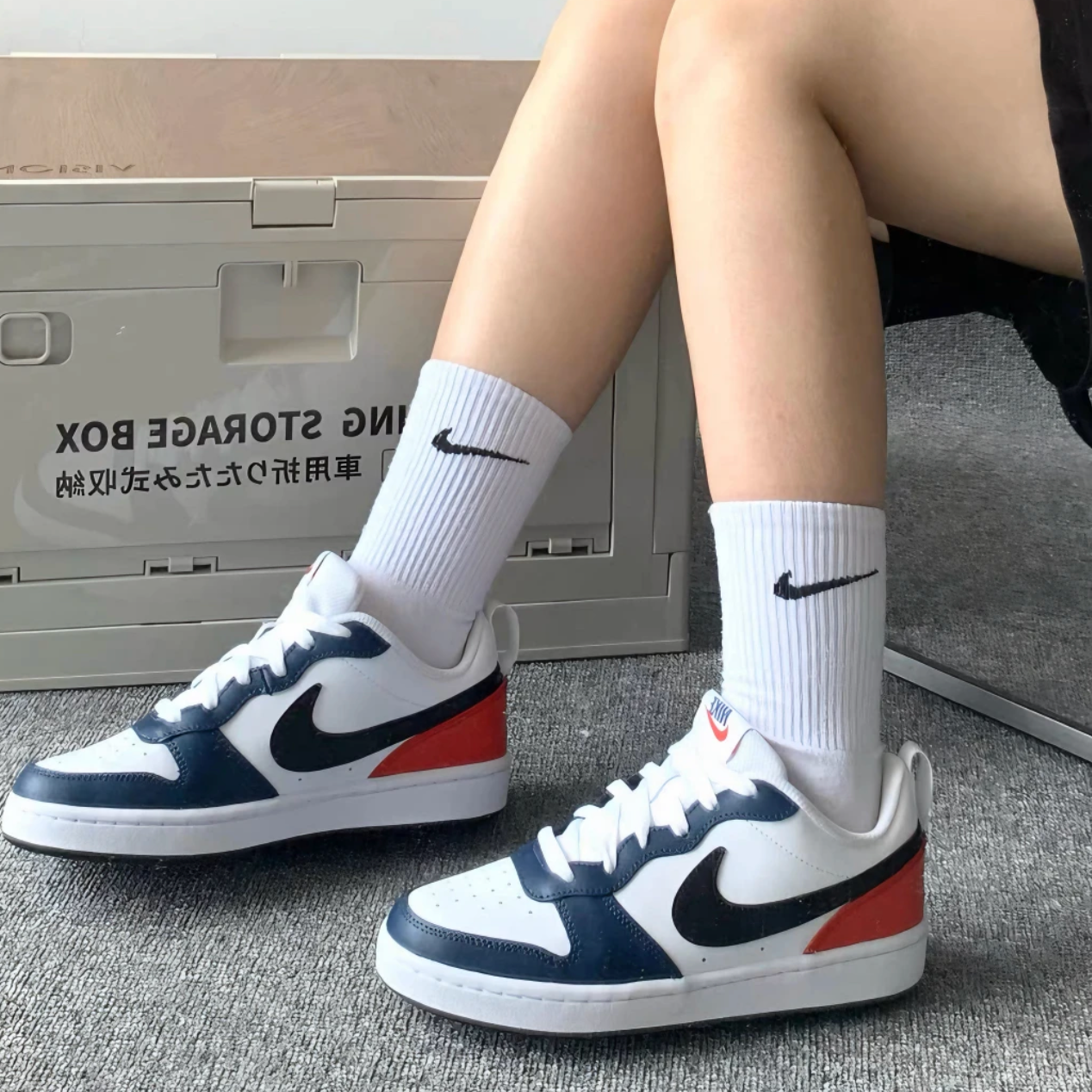 Nike耐克COURT BOROUGH GS女子大童黑曜石低帮潮流板鞋DO7446-101