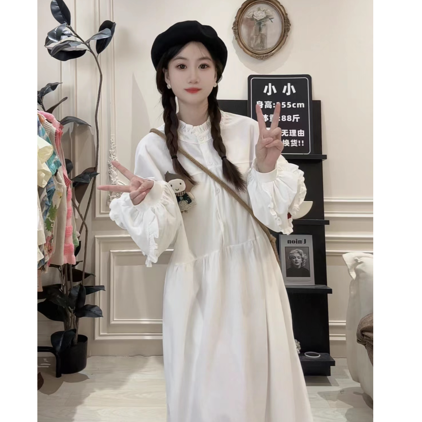 【白雪公主~不含配饰】新款加厚刺绣木耳边立领连衣裙