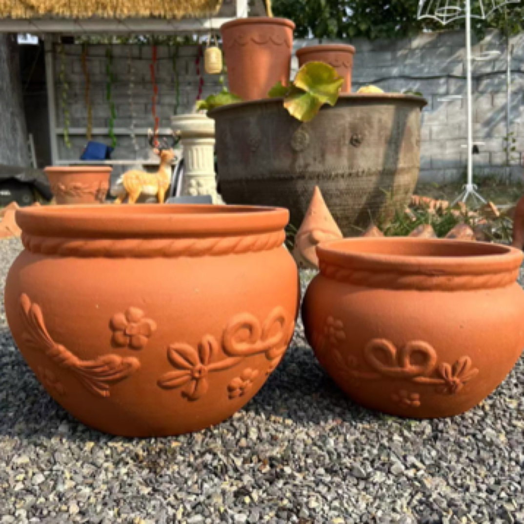 大口径花盆红陶矮胖宽口透气透水绿植种树盆栽庭院园艺花园室外盆