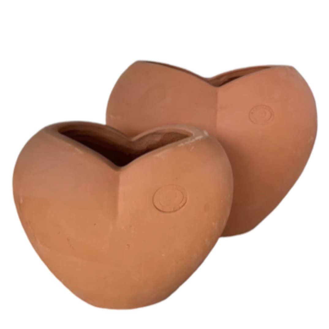 新款高温红陶异型花盆阳台园林景观罐爱心红陶花盆绿植花卉陶盆