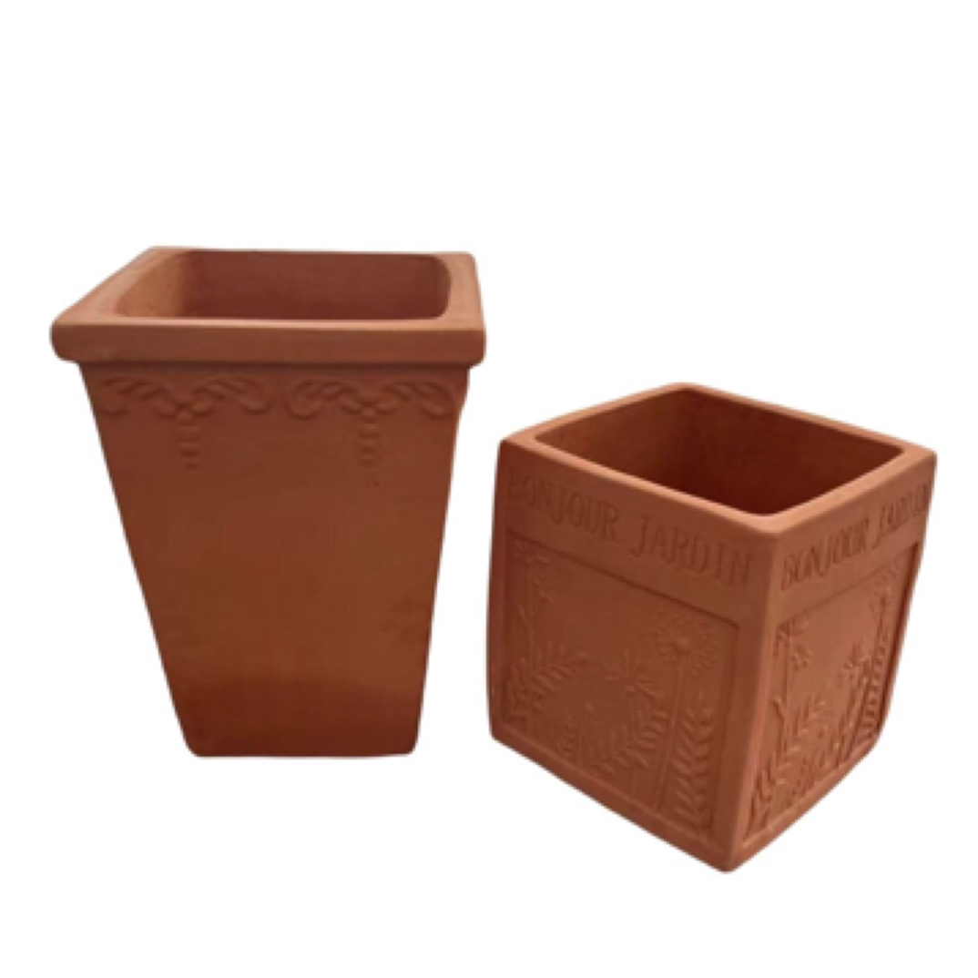 红陶方盆园艺用品高温烧制红陶花盆外贸欧式红陶器阳台欧式粗陶盆