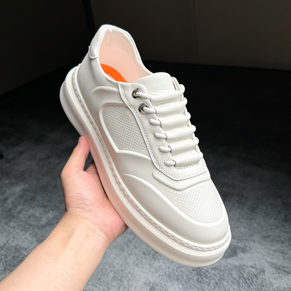 男士小白鞋系带白色皮鞋 男士帅气休闲鞋 男韩版潮流男款鞋子