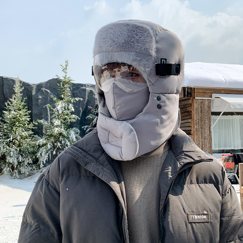 2024冬季上新加绒加厚保暖防风骑行帽气质百搭面罩一体御寒雷锋帽