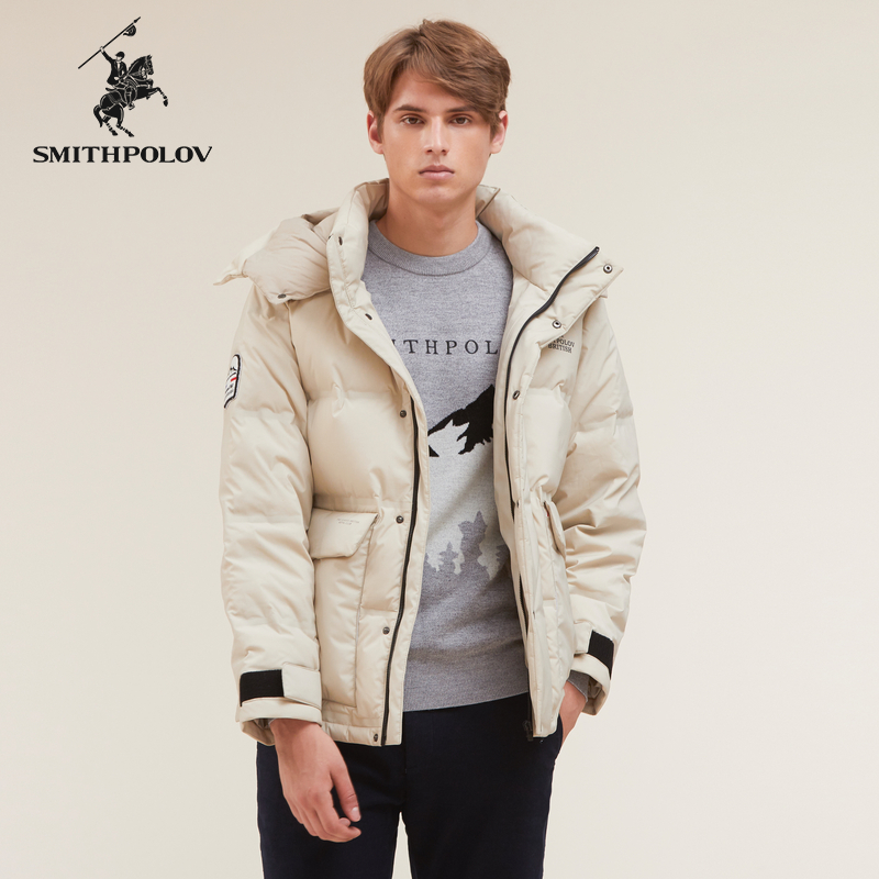 SMITHPOLOV/斯密特保罗可脱卸领连帽面包羽绒服冬季潮流休闲外套