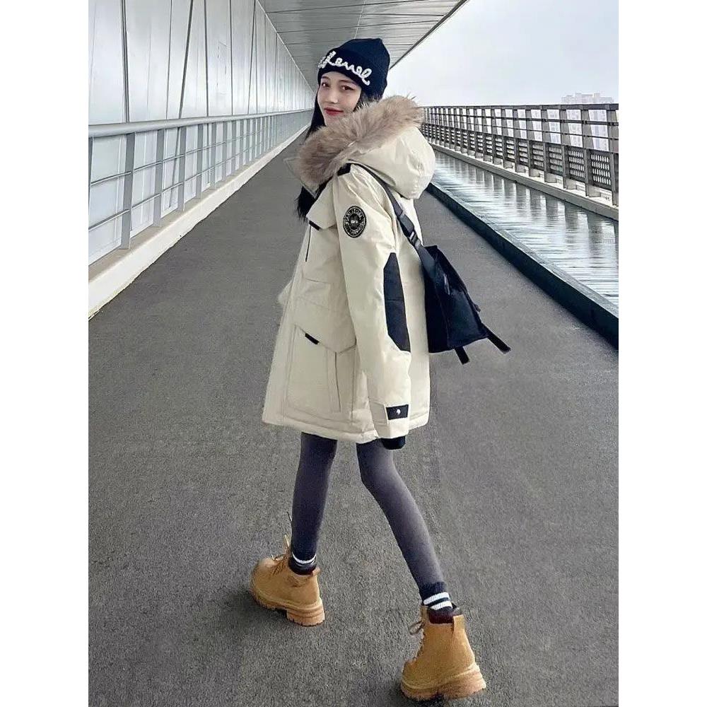 波司登工装羽绒羽绒女2023冬季新款高级设计感小众oversize情侣装