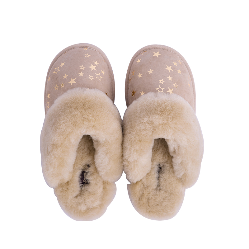 Fearsfeams皮毛一体印花网红秋冬拖鞋包跟情侣加绒卡通厚底防滑