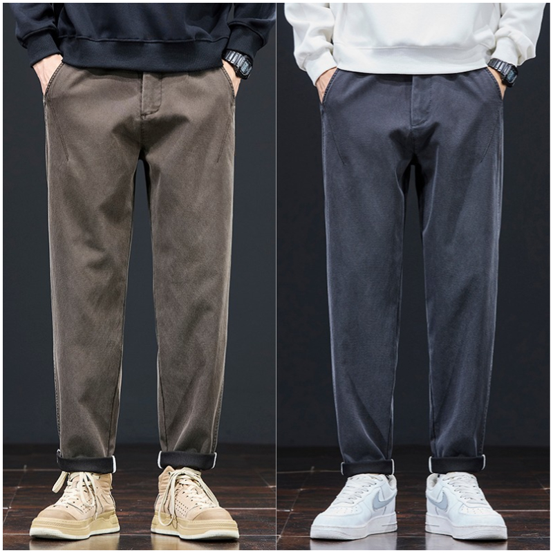 男士秋冬宽松舒适免打理抗皱潮流帅气百搭直筒休闲裤 XS YK 6601