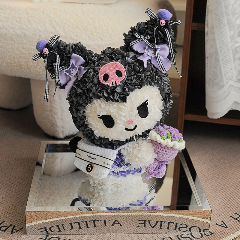 库洛米永生花高级感真花摆件玩偶公仔礼盒送女友闺蜜老婆生日礼物