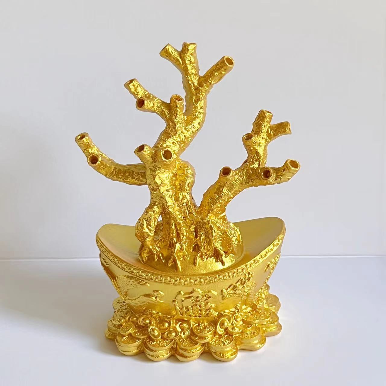 水晶招财树花盆摆件底座diy手工编织珍珠发财树摇钱树盆材料配件
