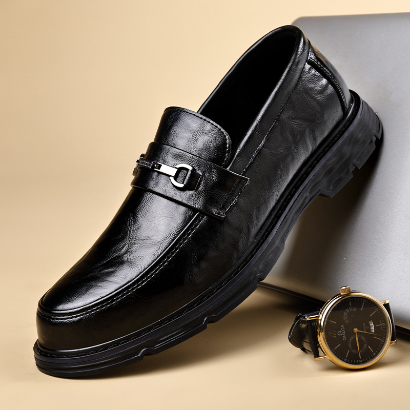 （头层牛皮）0612商务正装男鞋秋季男士套脚休闲皮鞋